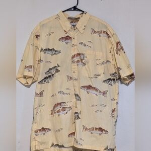 Men's Beige Fish Print Shirt